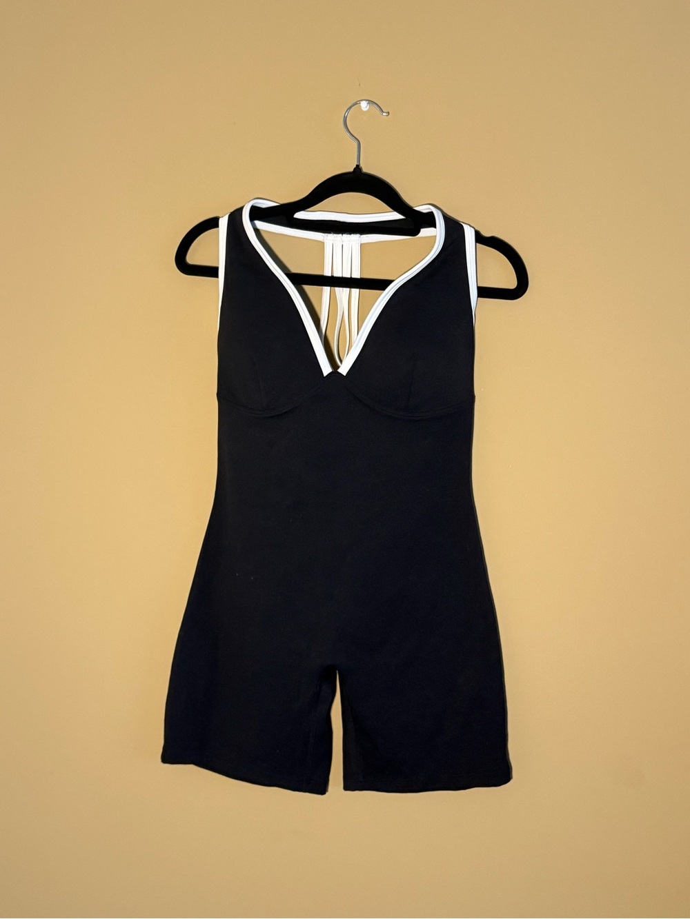 Amazon Black One-Piece Shapewear Romper with White Trim